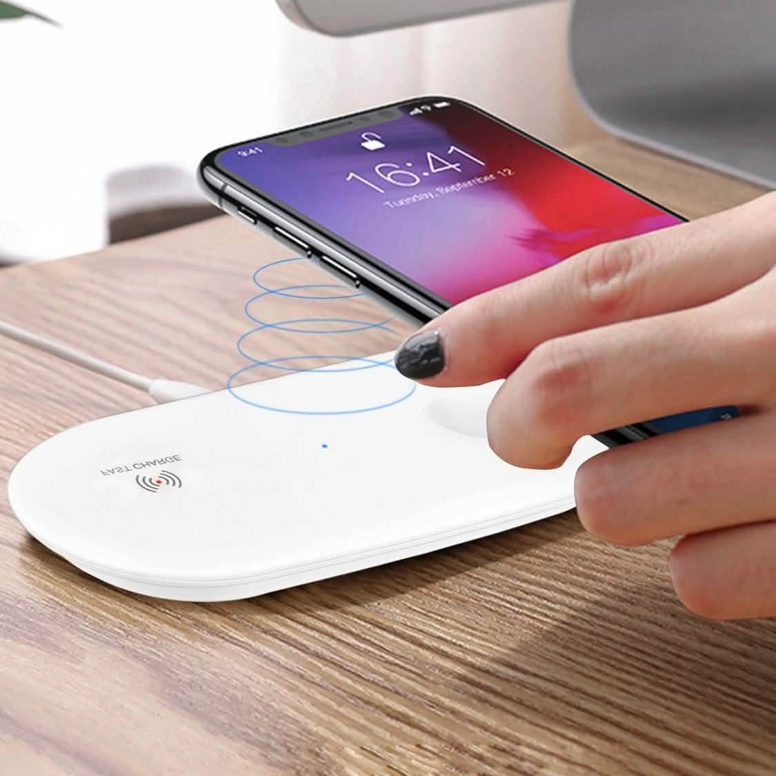2-in-1 10W Qi Wireless Charging Pad Mobile Accessories - Tophatter Daily Deals