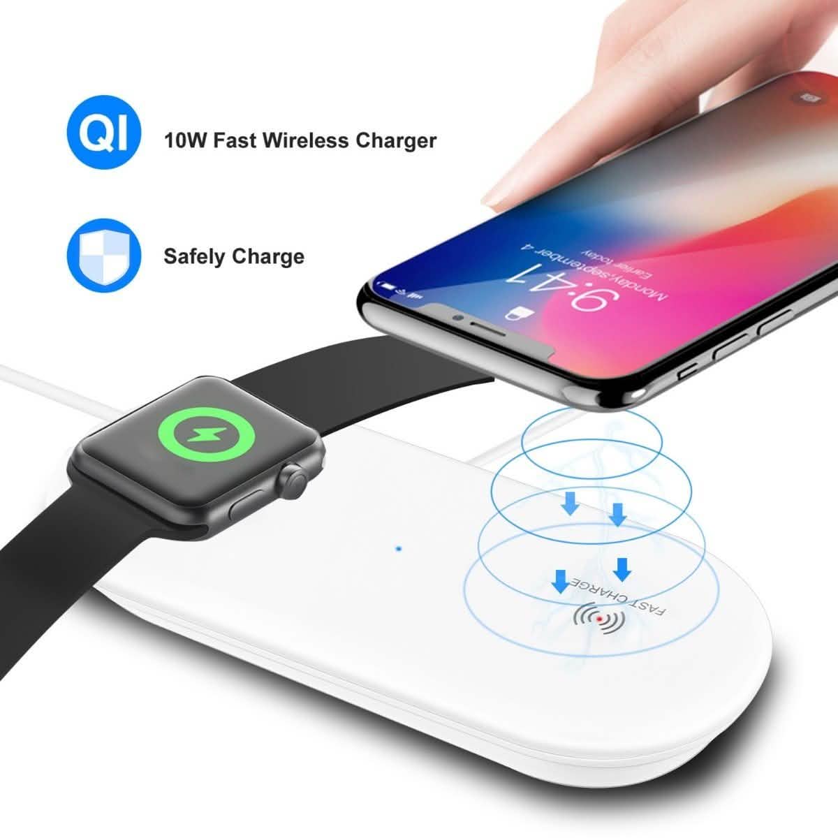 2-in-1 10W Qi Wireless Charging Pad Mobile Accessories - Tophatter Daily Deals