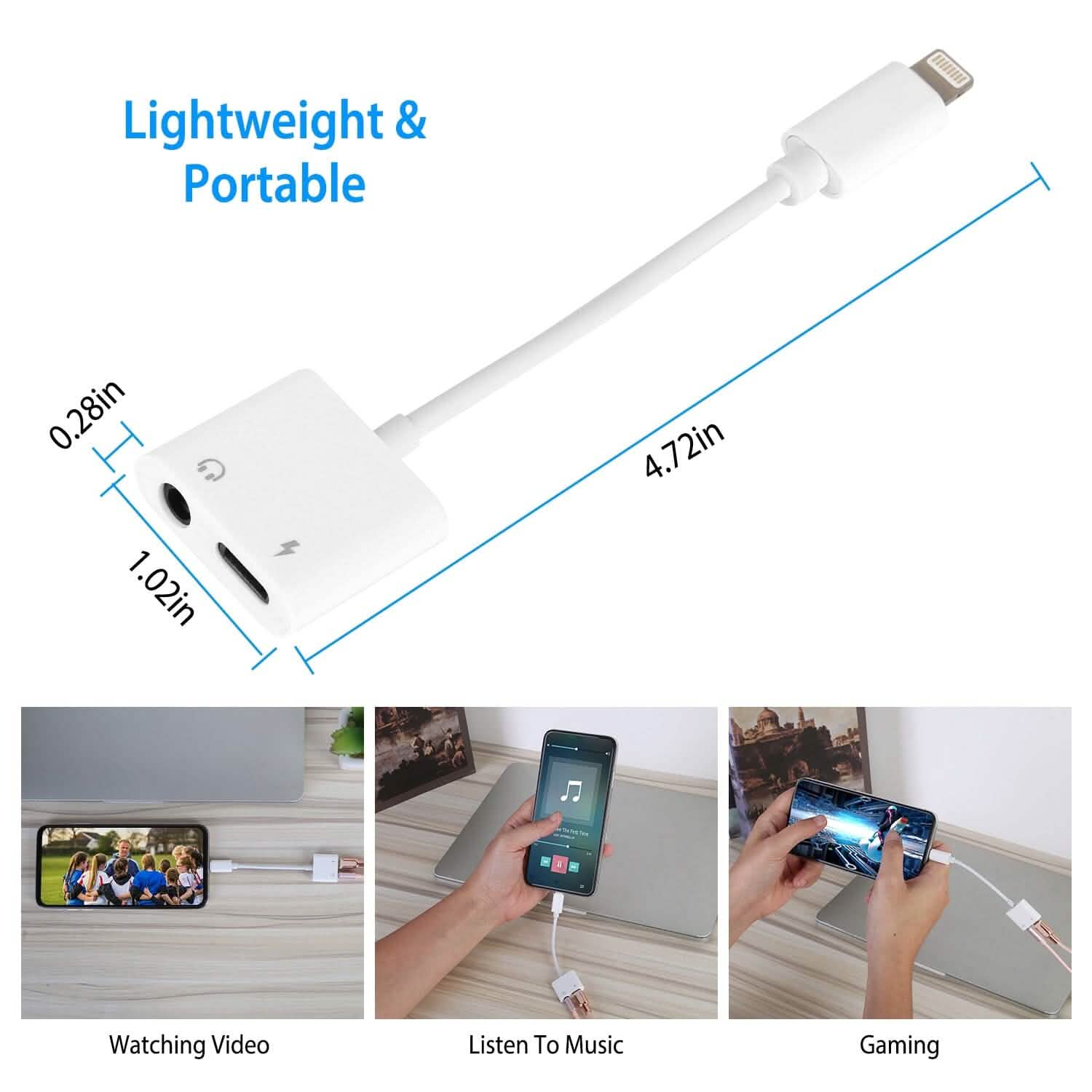 2-in-1 3.5mm Headphone Adapter Charger Audio Splitter Dongle Mobile Accessories - Tophatter Daily Deals