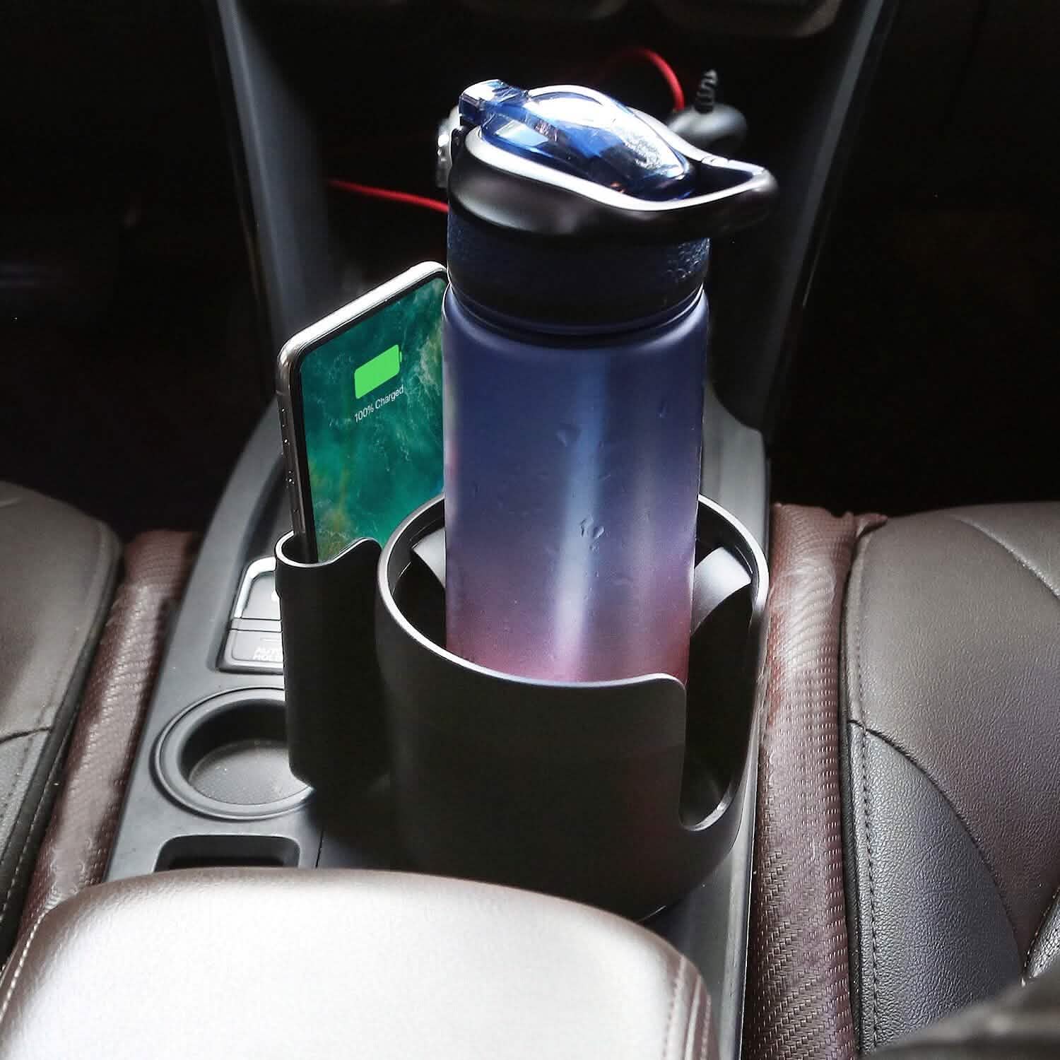 2-in-1 Car Cup Holder with Phone Holder Adjustable Base Automotive - Tophatter Daily Deals