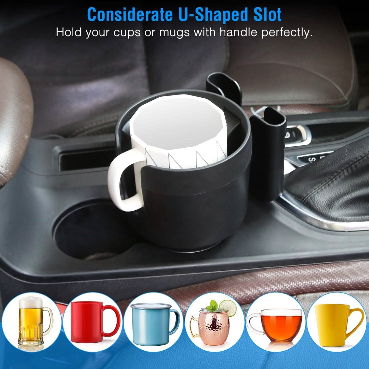 2-in-1 Car Cup Holder with Phone Holder Adjustable Base Automotive - Tophatter Daily Deals