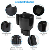 2-in-1 Car Cup Holder with Phone Holder Adjustable Base Automotive - Tophatter Daily Deals