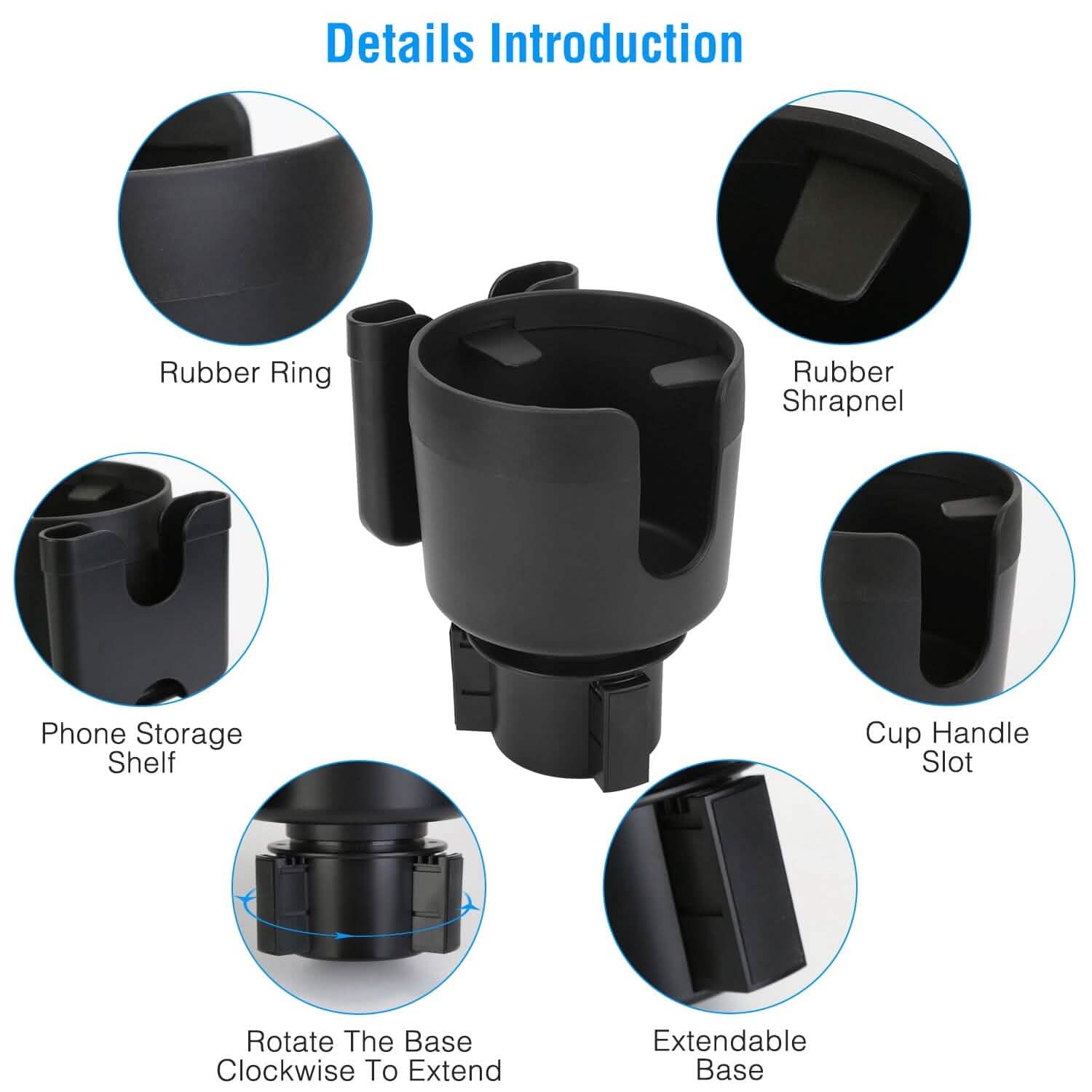 2-in-1 Car Cup Holder with Phone Holder Adjustable Base Automotive - Tophatter Daily Deals