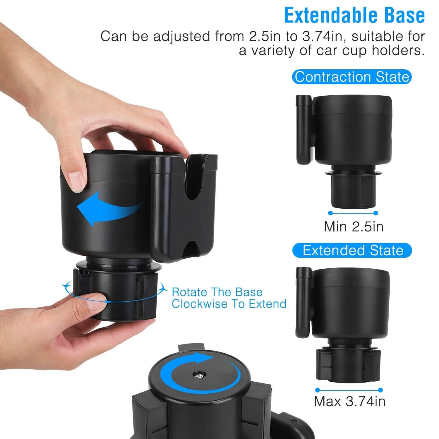 2-in-1 Car Cup Holder with Phone Holder Adjustable Base Automotive - Tophatter Daily Deals