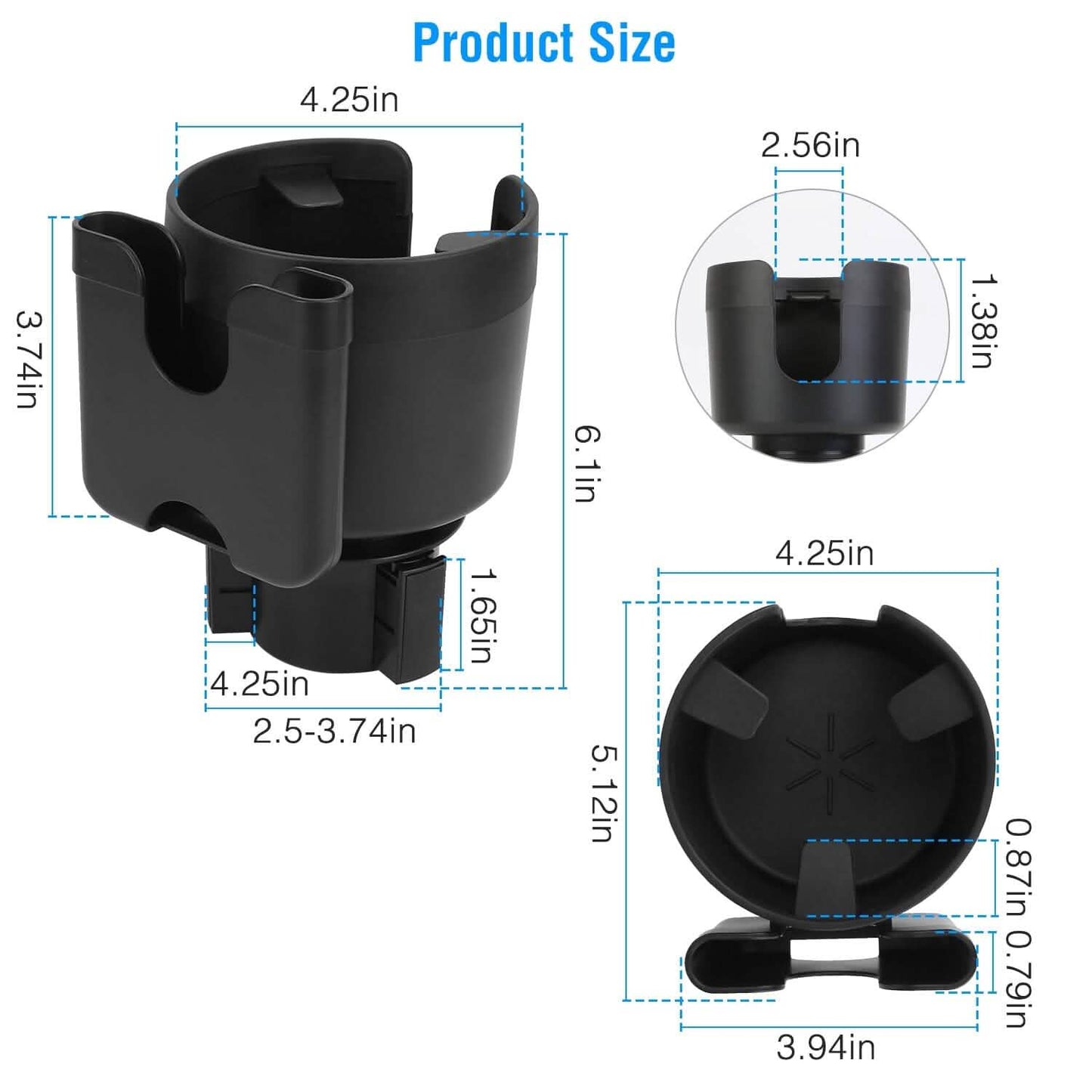 2-in-1 Car Cup Holder with Phone Holder Adjustable Base Automotive - Tophatter Daily Deals