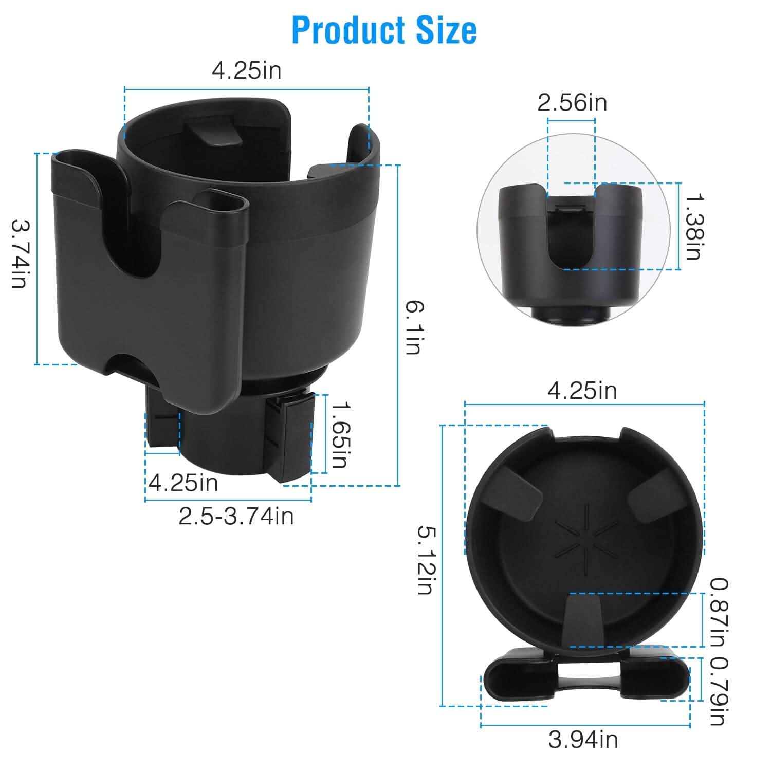 2-in-1 Car Cup Holder with Phone Holder Adjustable Base Automotive - Tophatter Daily Deals