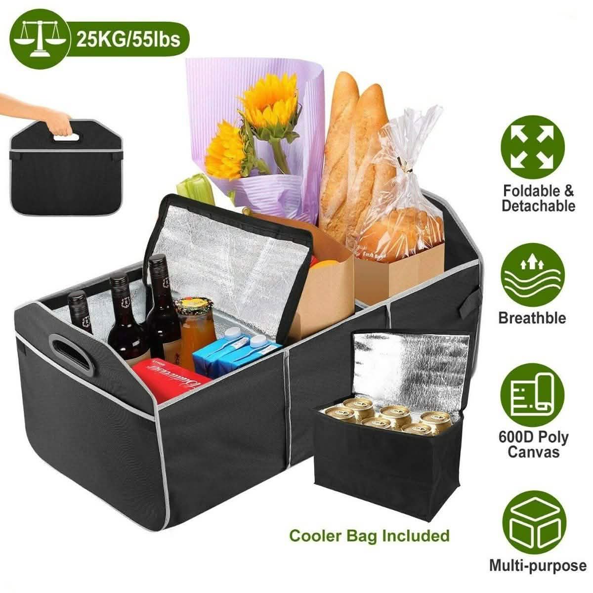 2-in-1 Collapsible Trunk Organizer with Removable Cooler Automotive - Tophatter Daily Deals