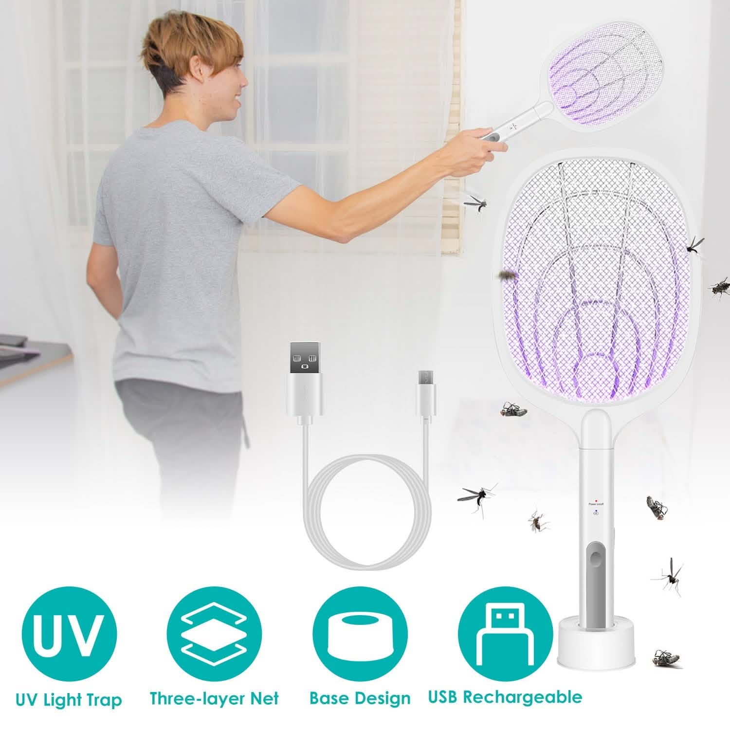 2-in-1 Electric Rechargeable Bug Zapper Insect Killer Pest Control - Tophatter Daily Deals