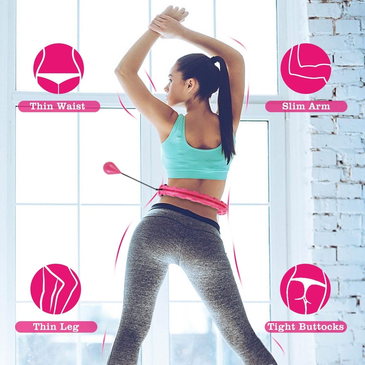 2-in-1 Fitness Hoop 24 Knots Abdomen Fitness Massage Hoops Weighted with 360 Auto Spinning Ball Detachable Knots Fitness & Exercise - Tophatter Daily Deals