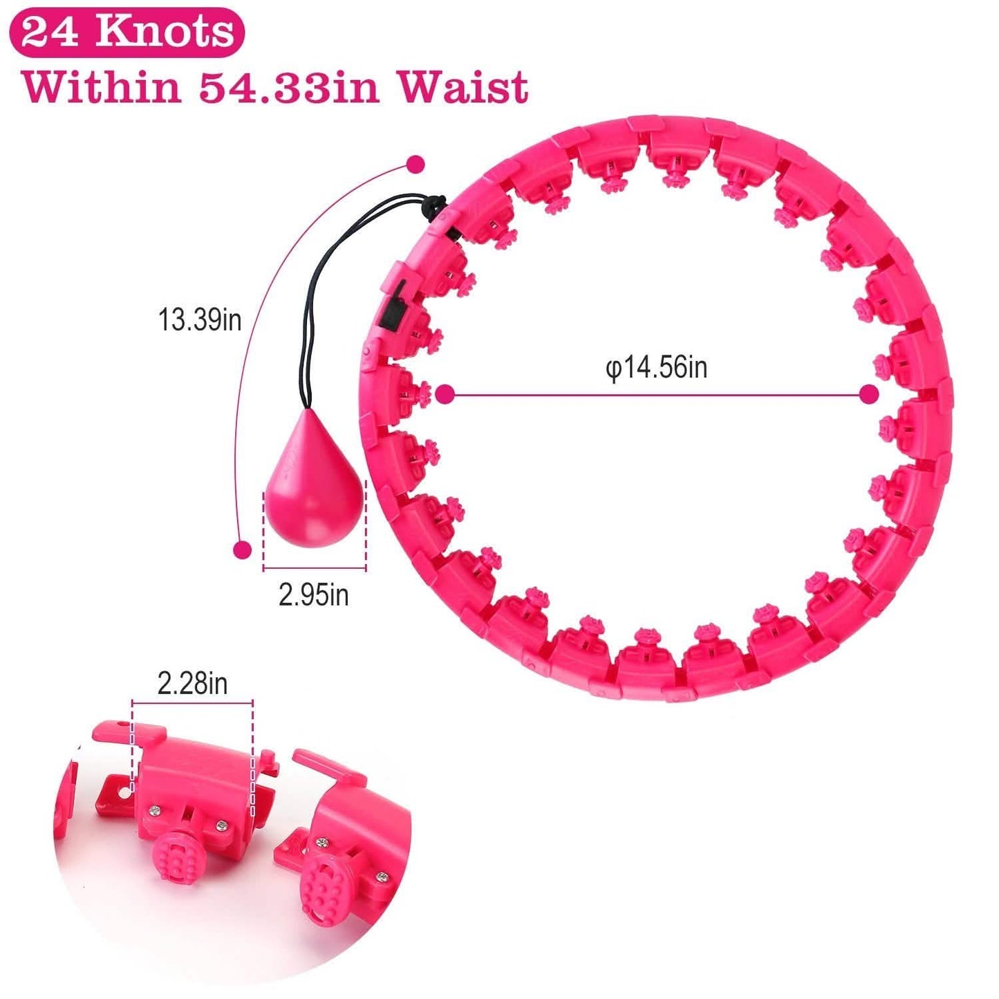2-in-1 Fitness Hoop 24 Knots Abdomen Fitness Massage Hoops Weighted with 360 Auto Spinning Ball Detachable Knots Fitness & Exercise - Tophatter Daily Deals