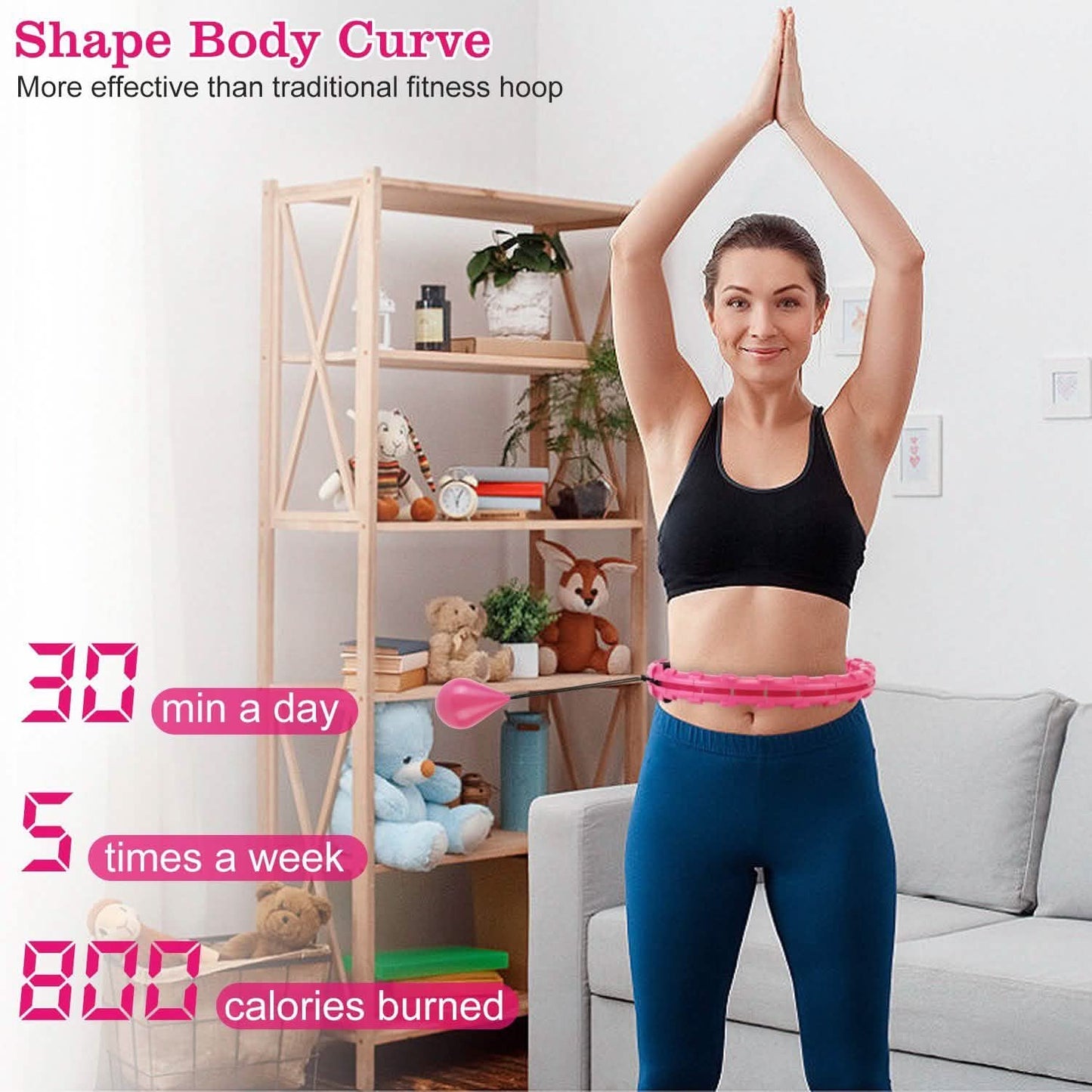 2-in-1 Fitness Hoop 24 Knots Abdomen Fitness Massage Hoops Weighted with 360 Auto Spinning Ball Detachable Knots Fitness & Exercise - Tophatter Daily Deals