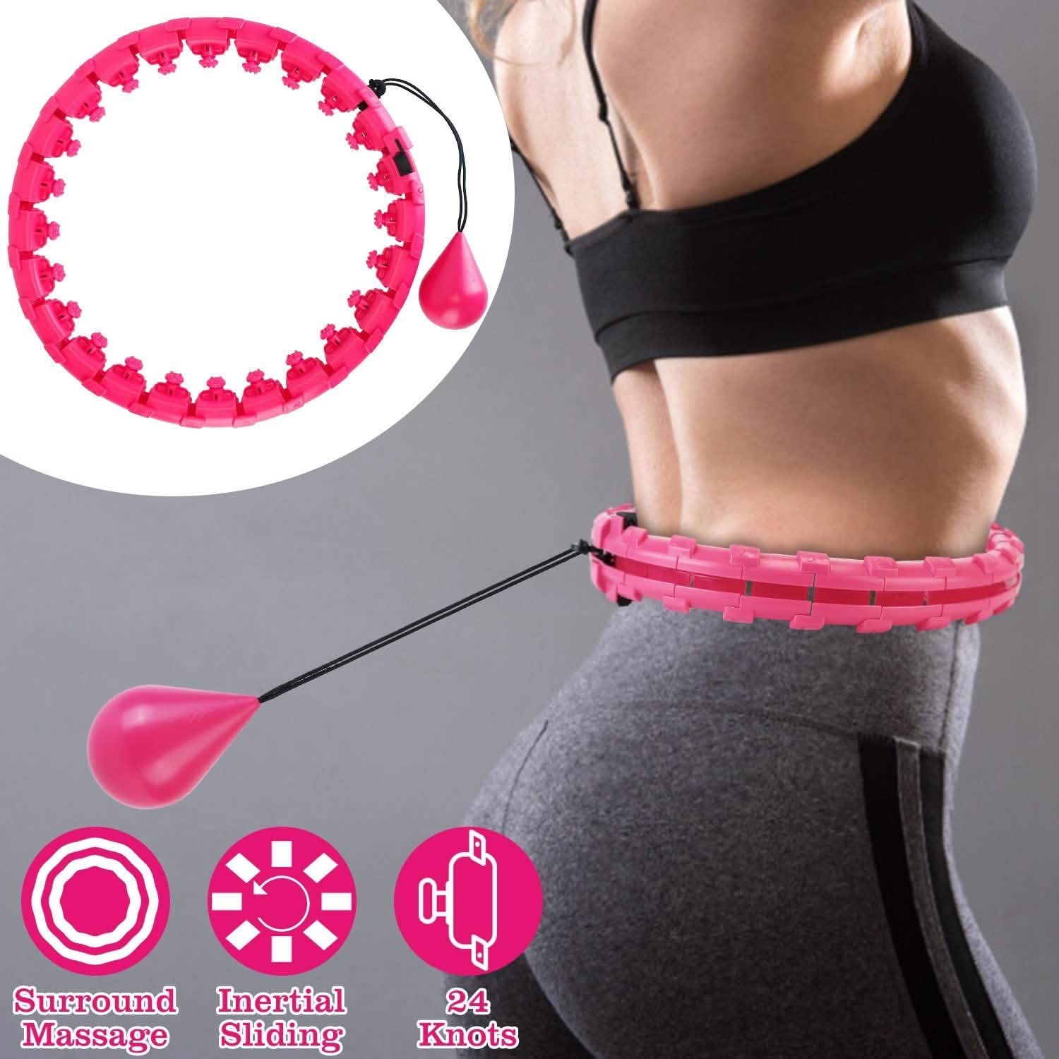 2-in-1 Fitness Hoop 24 Knots Abdomen Fitness Massage Hoops Weighted with 360 Auto Spinning Ball Detachable Knots Fitness & Exercise - Tophatter Daily Deals