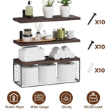 2-in-1 Floating Shelves Wall Mounted with Storage Basket Furniture & Decor - Tophatter Daily Deals
