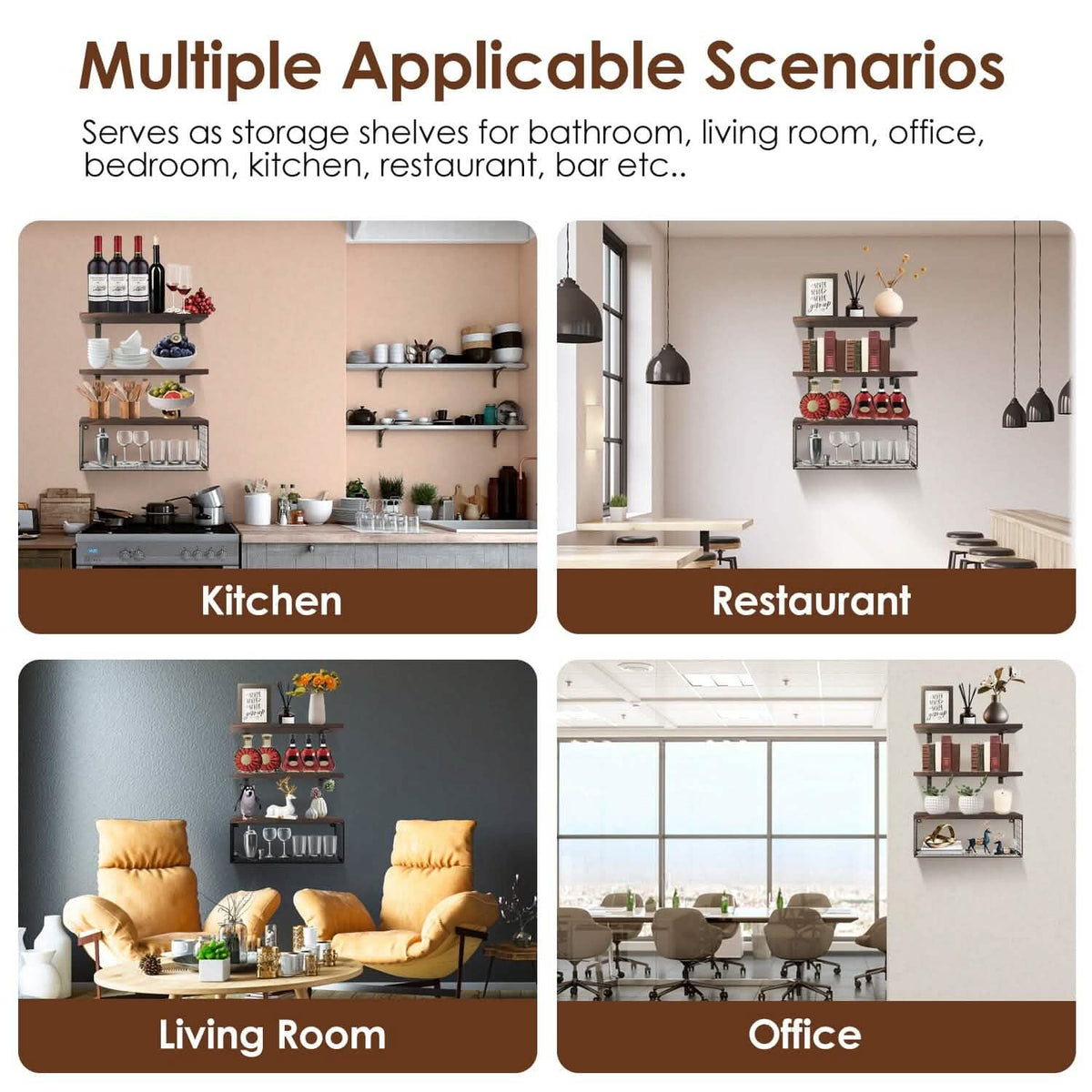 2-in-1 Floating Shelves Wall Mounted with Storage Basket Furniture & Decor - Tophatter Daily Deals