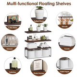 2-in-1 Floating Shelves Wall Mounted with Storage Basket Furniture & Decor - Tophatter Daily Deals