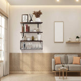 2-in-1 Floating Shelves Wall Mounted with Storage Basket Furniture & Decor - Tophatter Daily Deals