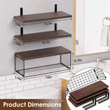 2-in-1 Floating Shelves Wall Mounted with Storage Basket Furniture & Decor - Tophatter Daily Deals