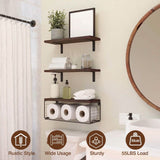 2-in-1 Floating Shelves Wall Mounted with Storage Basket Furniture & Decor - Tophatter Daily Deals