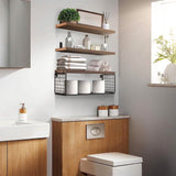 2-in-1 Floating Shelves Wall Mounted with Storage Basket Furniture & Decor - Tophatter Daily Deals