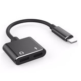 2-in-1 for Lightning Adapter For iPhone 7 8 Plus 10 X Black Charging Cable - Tophatter Daily Deals