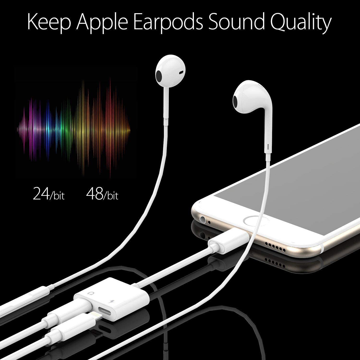 2-in-1 for Lightning Adapter For iPhone 7 8 Plus 10 X Charging Cable - Tophatter Daily Deals