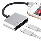 2-in-1 for Lightning Adapter For iPhone 7 8 Plus 10 X Silver Charging Cable - Tophatter Daily Deals