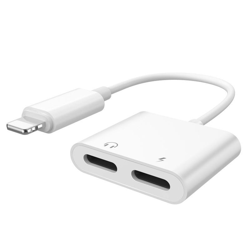 2-in-1 for Lightning Adapter For iPhone 7 8 Plus 10 X White Charging Cable - Tophatter Daily Deals
