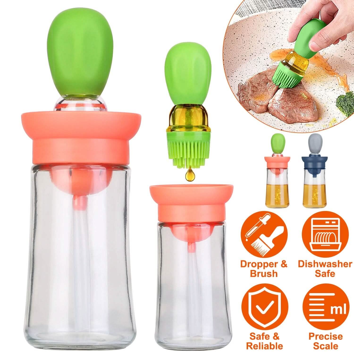 2-in-1 Glass Olive Oil Dispenser with Silicone Dropper Kitchen Tools & Gadgets - Tophatter Daily Deals