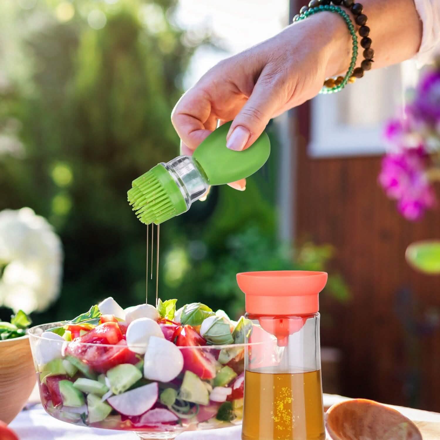 2-in-1 Glass Olive Oil Dispenser with Silicone Dropper Kitchen Tools & Gadgets - Tophatter Daily Deals