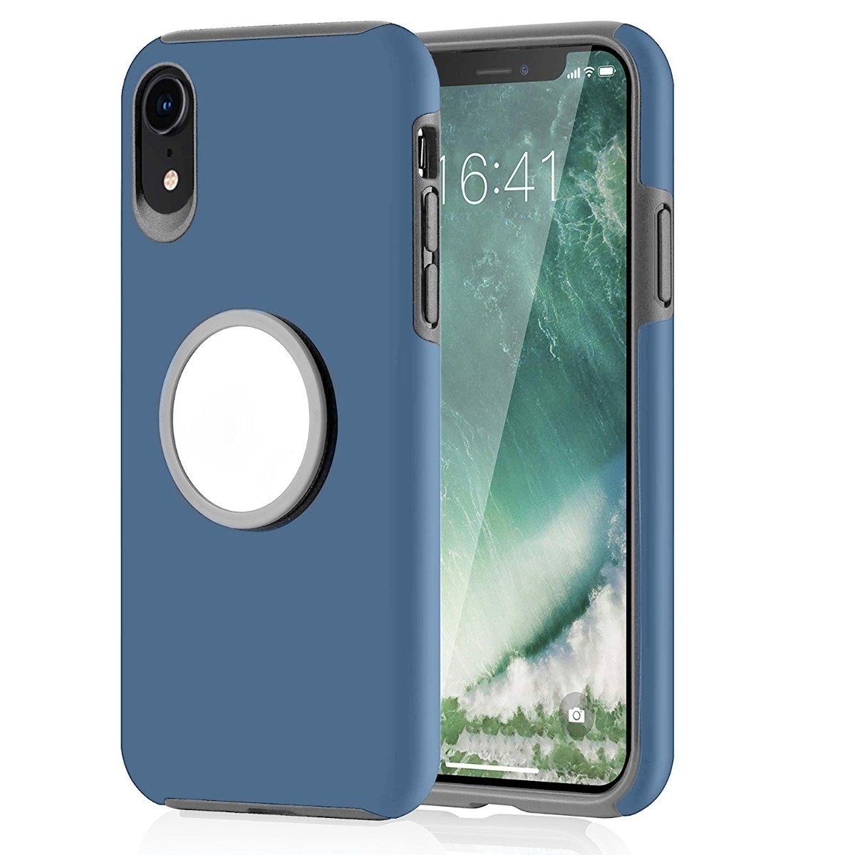 2-in-1 Hybrid Hard PC Covers Soft Rubber Shockproof Bumper Case Blue iPhone XR Phone Case - Tophatter Daily Deals
