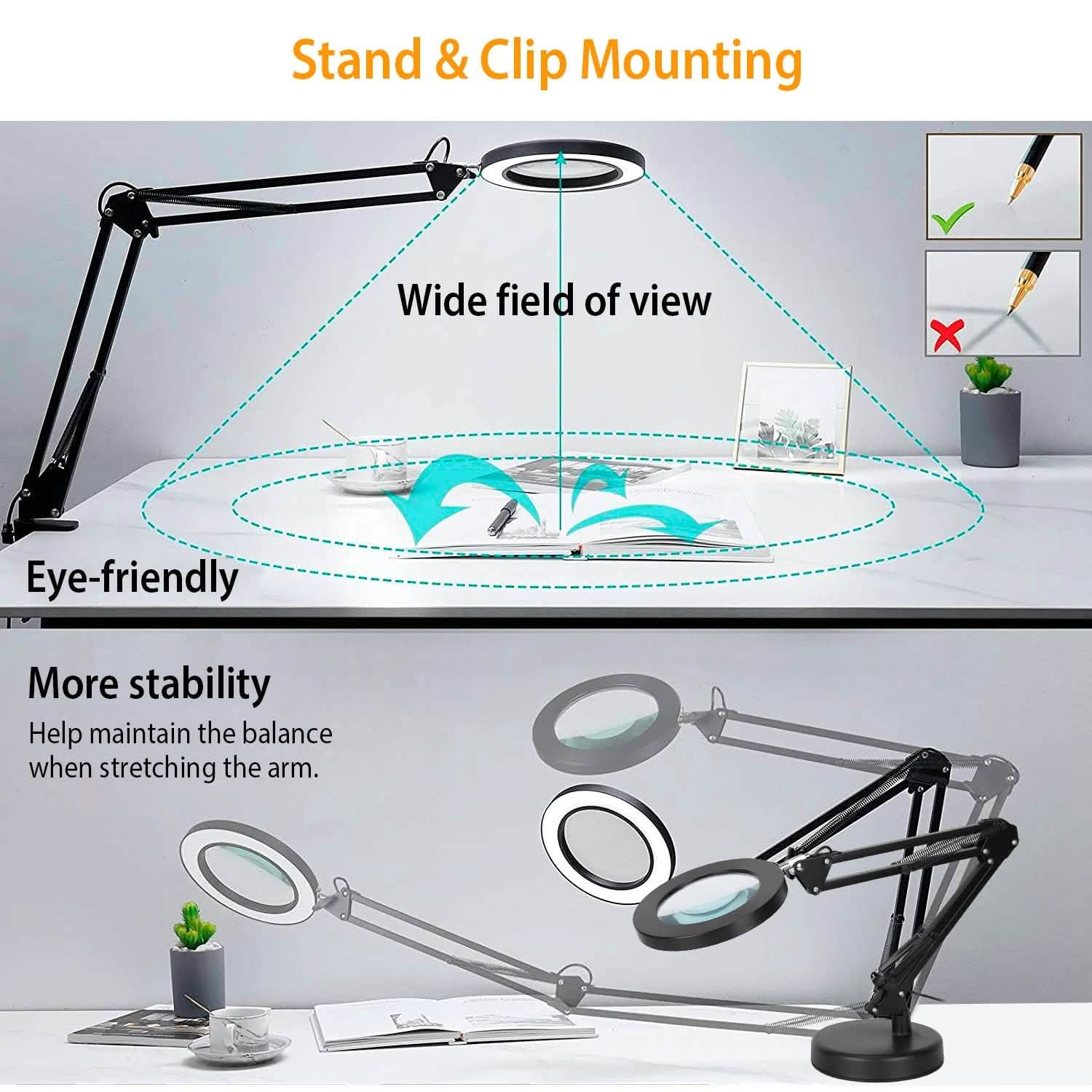 2-in-1 LED Magnifier Desk Lamp with 8x Magnifying Glass Indoor Lighting - Tophatter Daily Deals