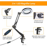 2-in-1 LED Magnifier Desk Lamp with 8x Magnifying Glass Indoor Lighting - Tophatter Daily Deals