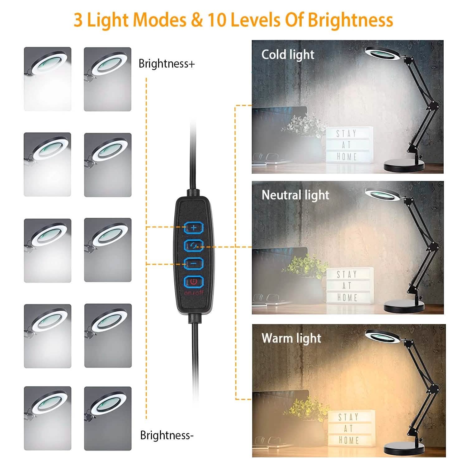 2-in-1 LED Magnifier Desk Lamp with 8x Magnifying Glass Indoor Lighting - Tophatter Daily Deals