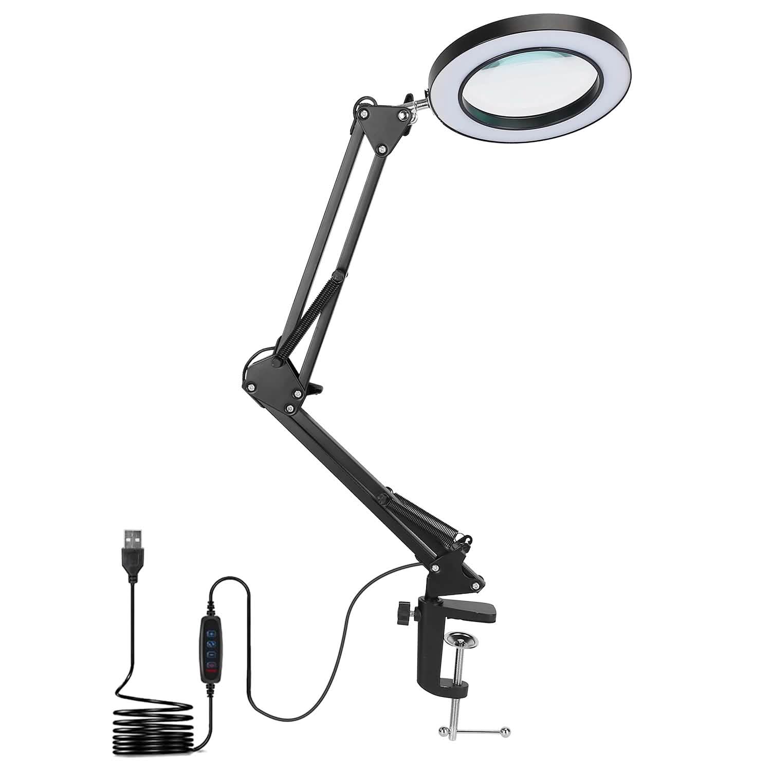 2-in-1 LED Magnifier Desk Lamp with 8x Magnifying Glass Indoor Lighting - Tophatter Daily Deals