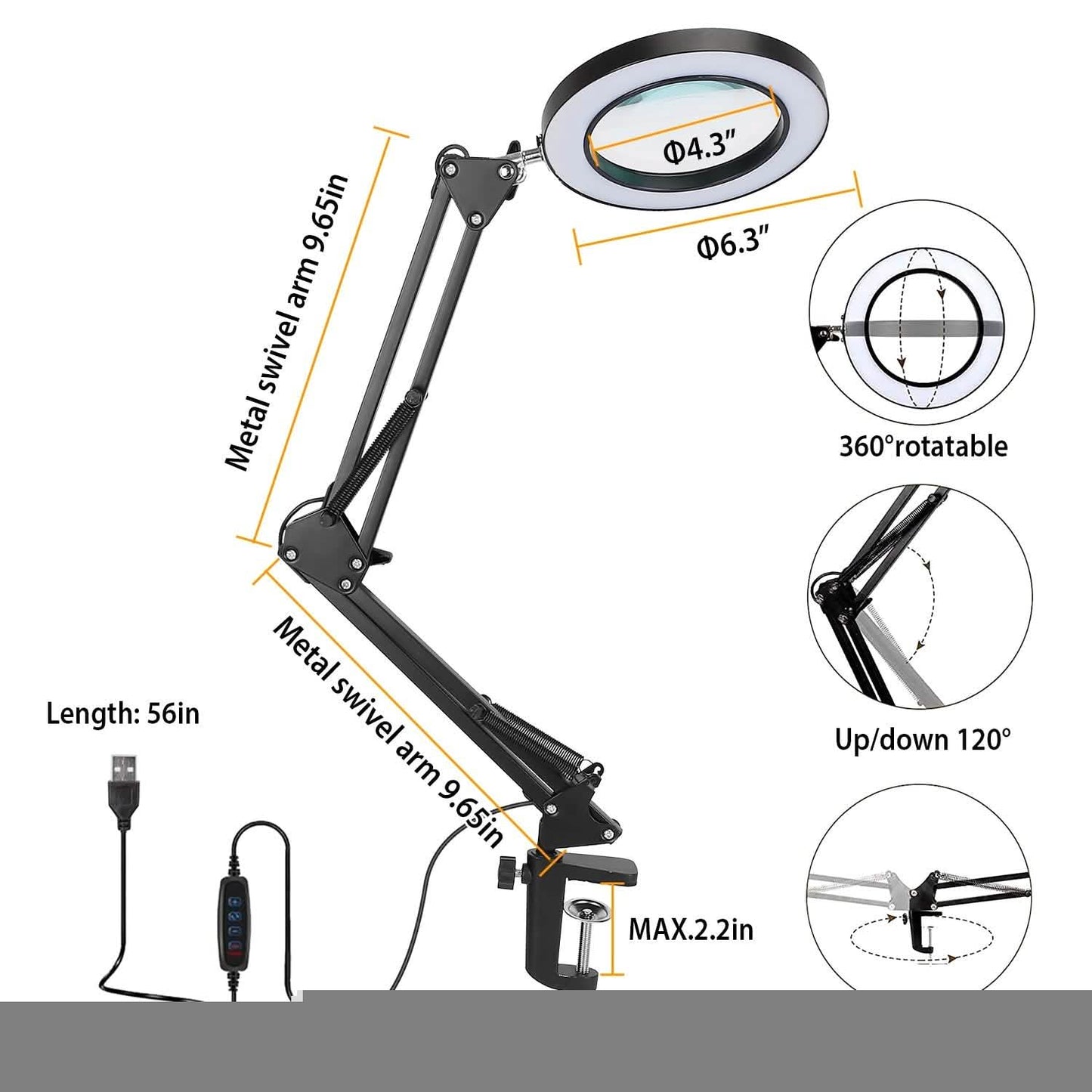 2-in-1 LED Magnifier Desk Lamp with 8x Magnifying Glass Indoor Lighting - Tophatter Daily Deals