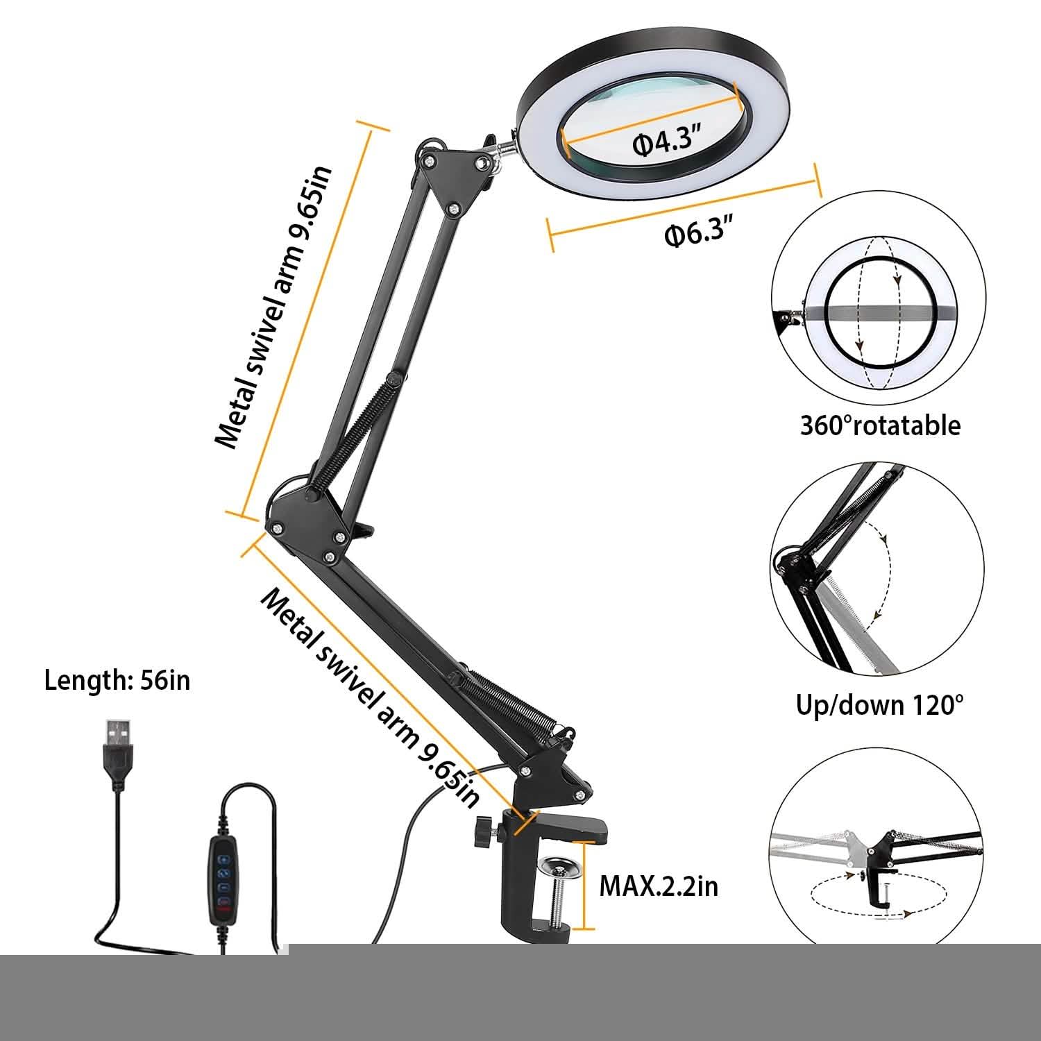 2-in-1 LED Magnifier Desk Lamp with 8x Magnifying Glass Indoor Lighting - Tophatter Daily Deals