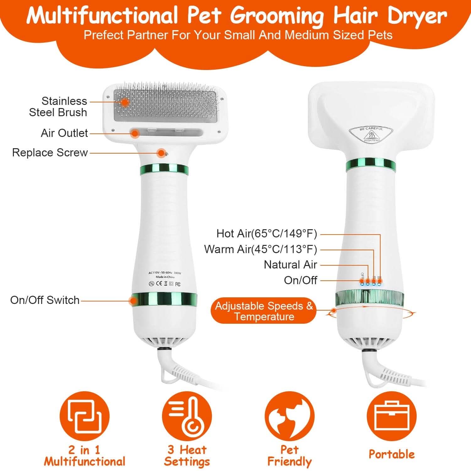2-in-1 Multifunctional Pet Grooming Hair Dryer Pet Supplies - Tophatter Daily Deals
