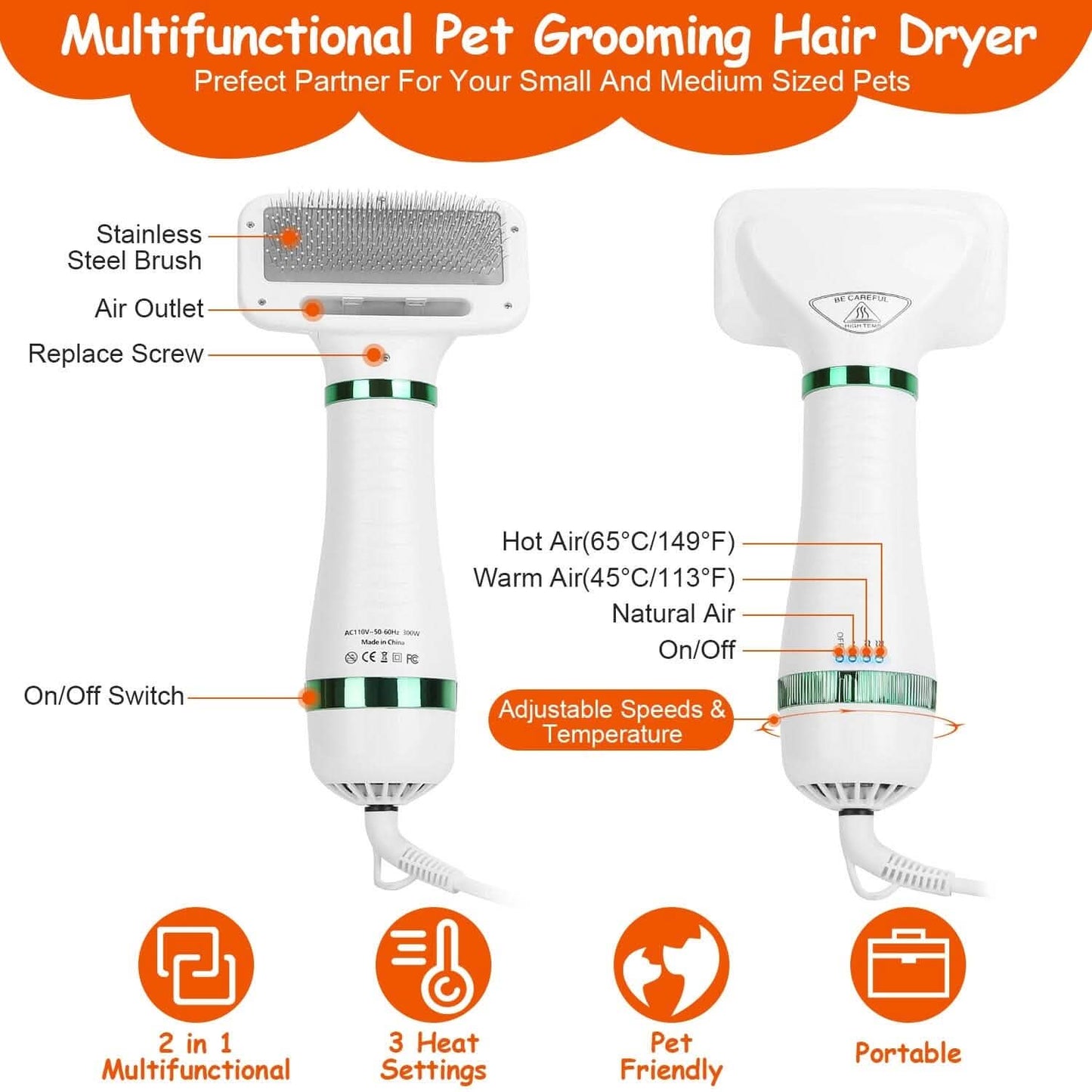 2-in-1 Multifunctional Pet Grooming Hair Dryer Pet Supplies - Tophatter Daily Deals