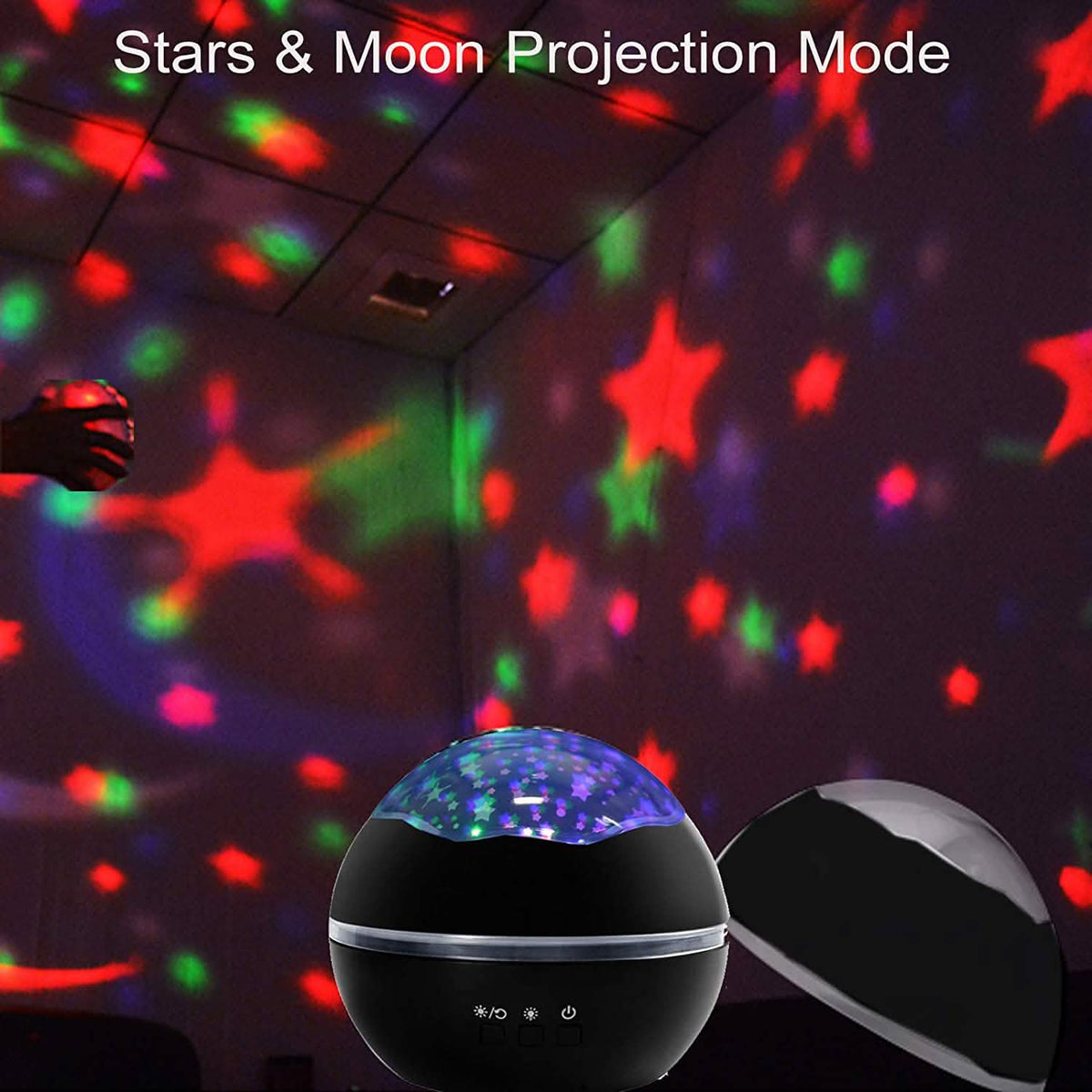 2-in-1 Ocean Star Night Light Projector Lamp 360 Degree Rotating Indoor Lighting - Tophatter Daily Deals