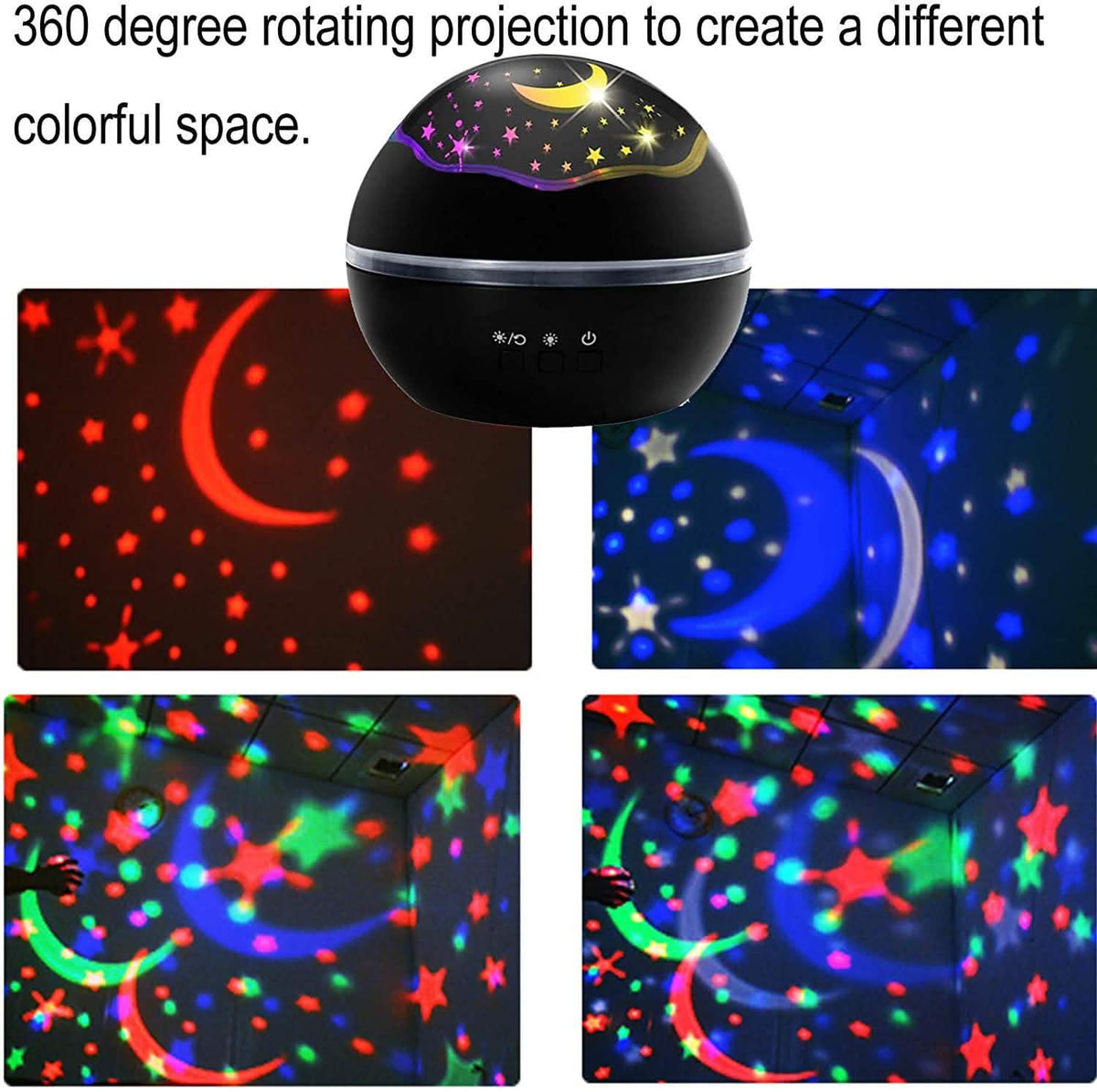 2-in-1 Ocean Star Night Light Projector Lamp 360 Degree Rotating Indoor Lighting - Tophatter Daily Deals