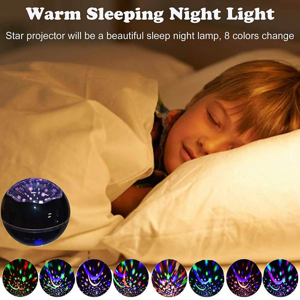 2-in-1 Ocean Star Night Light Projector Lamp 360 Degree Rotating Indoor Lighting - Tophatter Daily Deals
