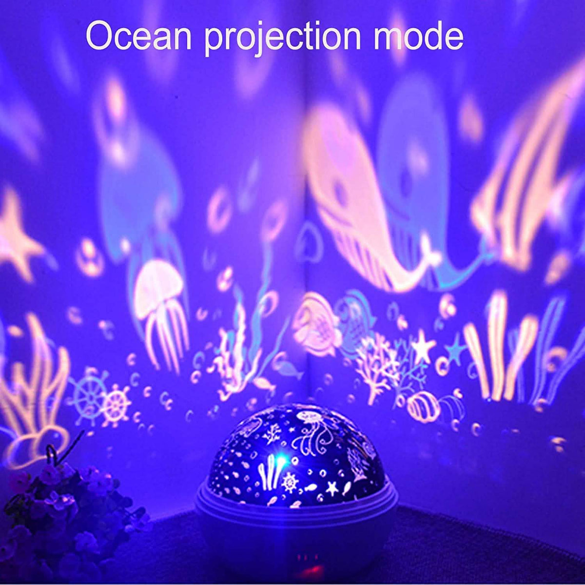 2-in-1 Ocean Star Night Light Projector Lamp 360 Degree Rotating Indoor Lighting - Tophatter Daily Deals
