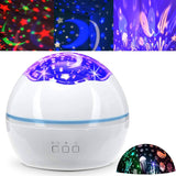 2-in-1 Ocean Star Night Light Projector Lamp 360 Degree Rotating White Indoor Lighting - Tophatter Daily Deals