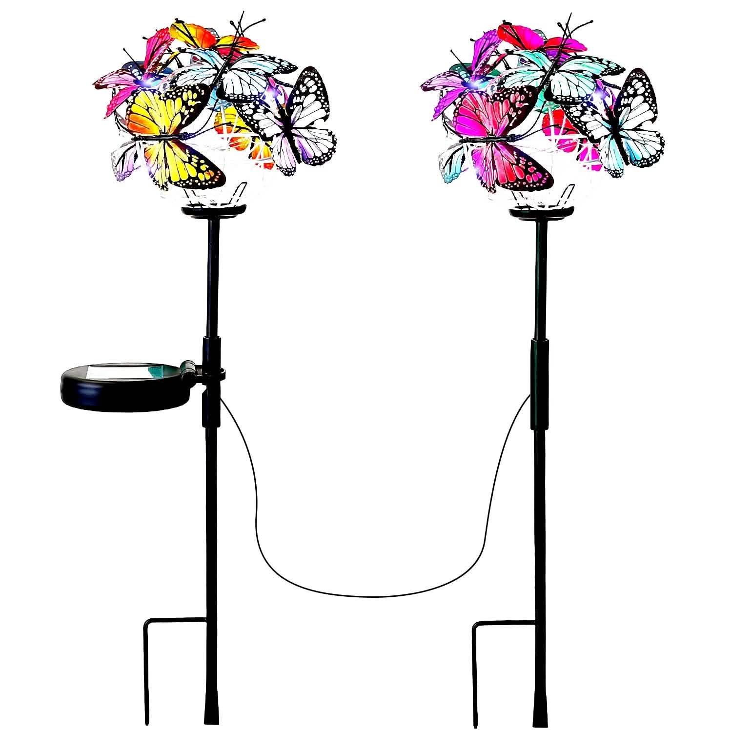 2-in-1 Outdoor Butterfly Solar Light Yard Stake Outdoor Lighting - Tophatter Daily Deals