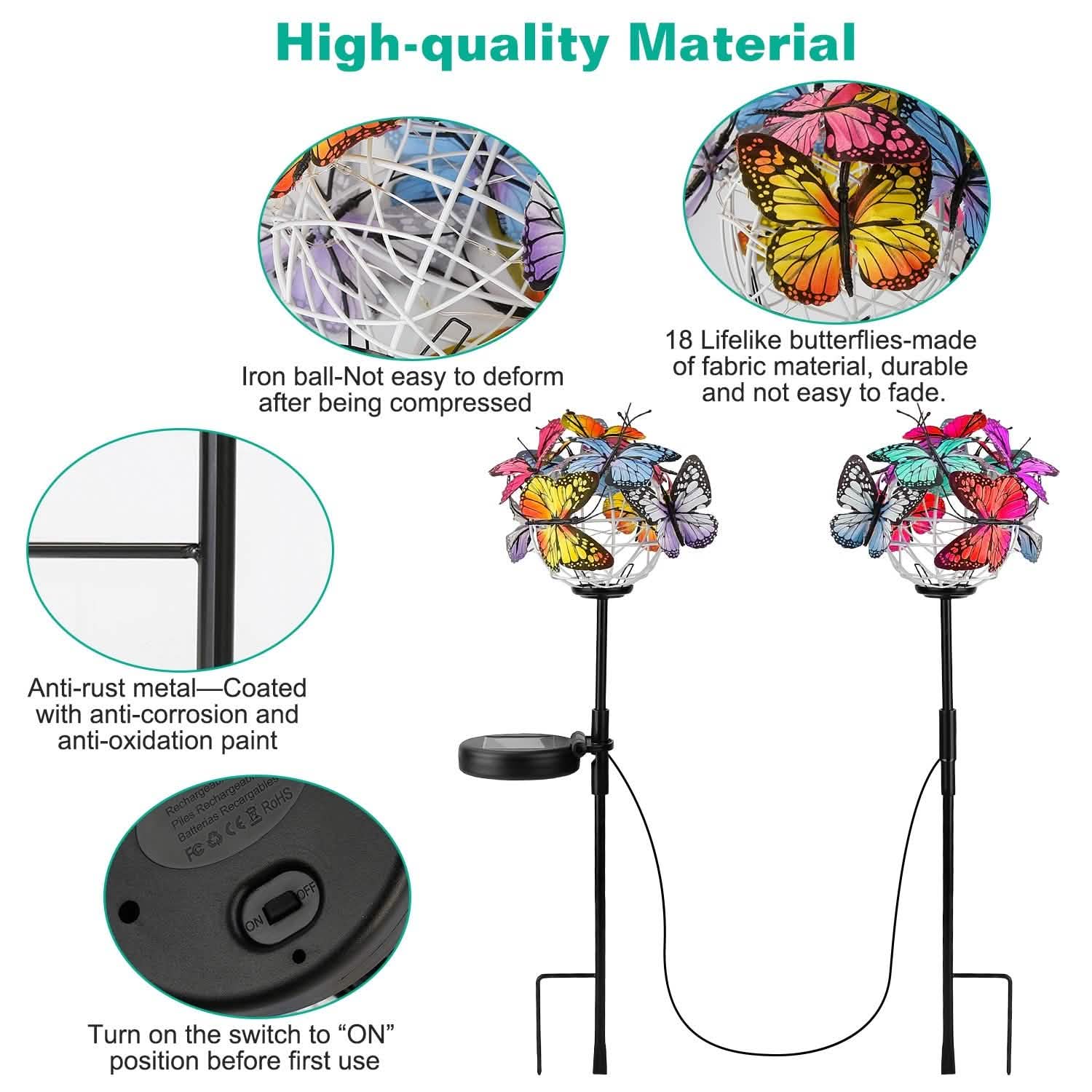 2-in-1 Outdoor Butterfly Solar Light Yard Stake Outdoor Lighting - Tophatter Daily Deals