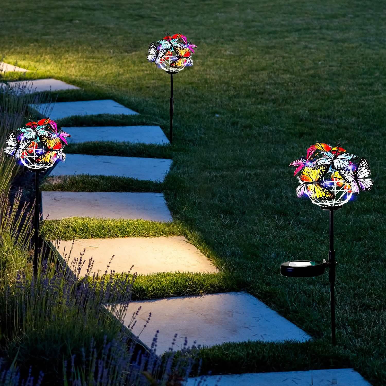 2-in-1 Outdoor Butterfly Solar Light Yard Stake Outdoor Lighting - Tophatter Daily Deals