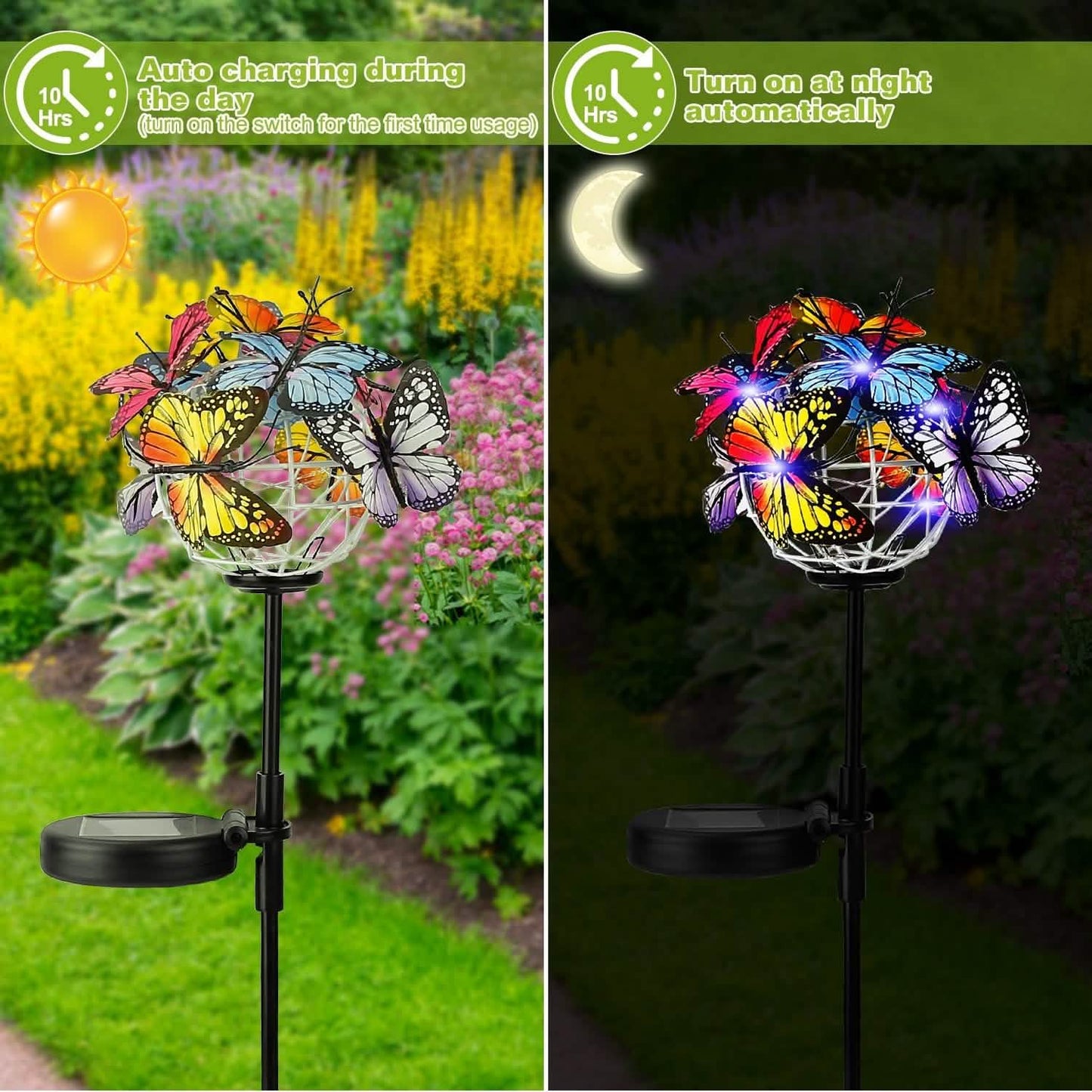 2-in-1 Outdoor Butterfly Solar Light Yard Stake Outdoor Lighting - Tophatter Daily Deals