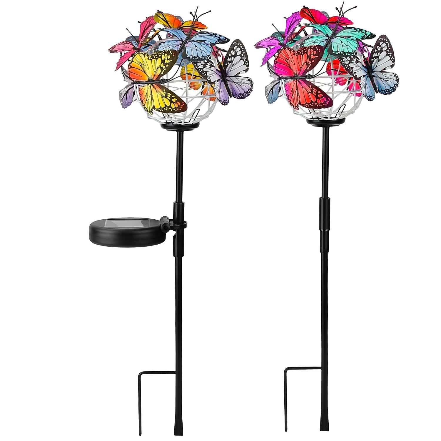 2-in-1 Outdoor Butterfly Solar Light Yard Stake Outdoor Lighting - Tophatter Daily Deals