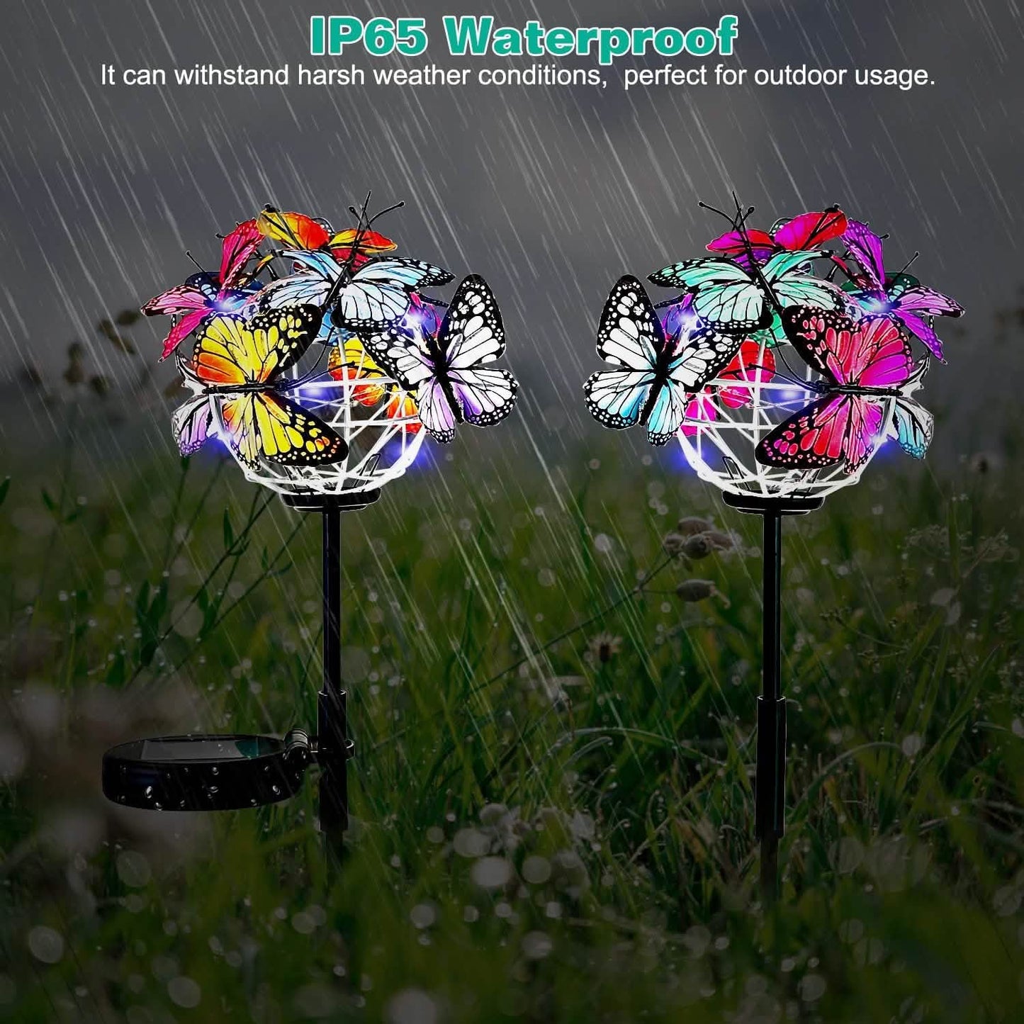 2-in-1 Outdoor Butterfly Solar Light Yard Stake Outdoor Lighting - Tophatter Daily Deals
