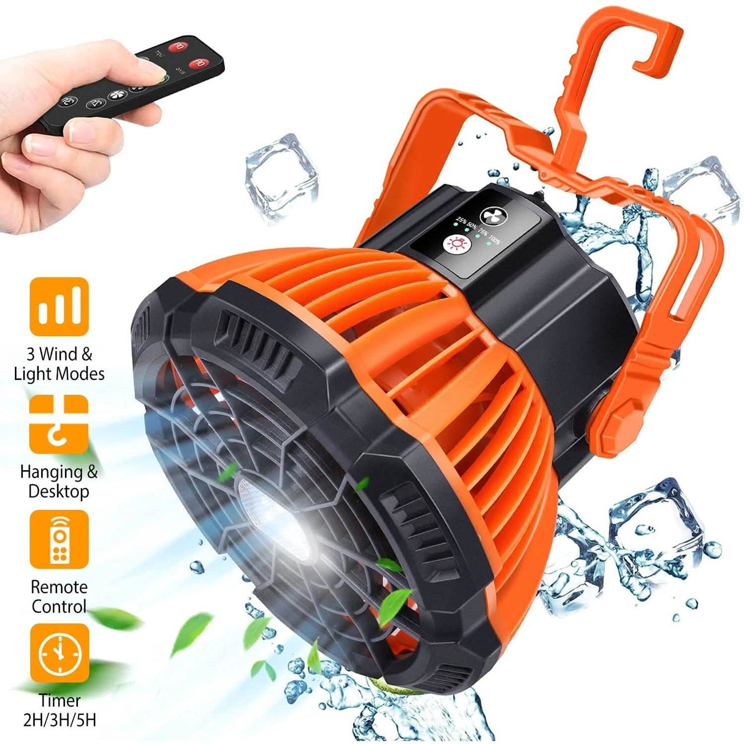 2-in-1 Portable Camping Lantern Electric Fan Outdoor Recreation - Tophatter Daily Deals